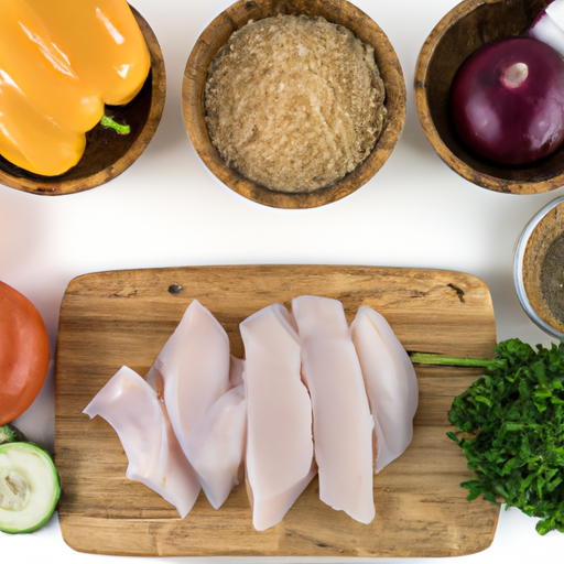 Fresh ingredients for making a chicken gyro at home