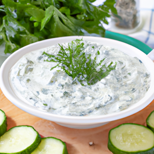 Creamy and flavorful tzatziki sauce with cucumber, garlic, and dill